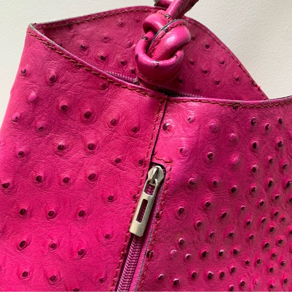 Ostrich leather shoulder bag backpack pink - Picture 6 of 12